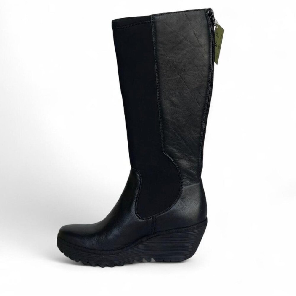 Dublin Black Edition, Wedge Leather Knee High Boots - Picture 6 of 7